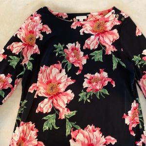 Charter club LS polyester top. Black pink floral XXL